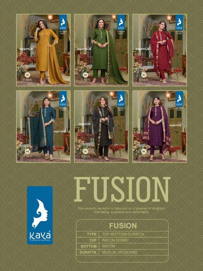 Kaya Fusion Rayon Designer Readymade Suits Catalog